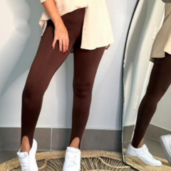 Calça Legging Fuso Flanelada Pezinho Marrom