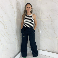 Calça Pantalona Preta Com Cinto - loja online