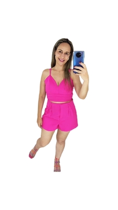 Conjunto Short e Cropped Alfaiataria Verão Pink na internet