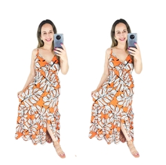 Vestido Longo Laranja Estampado - Mila - loja online