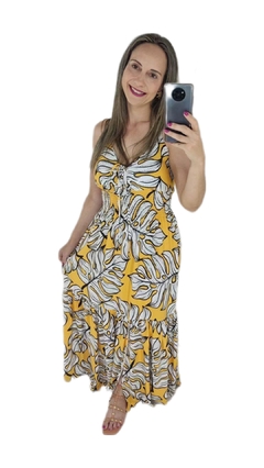 Vestido Longo Amarelo Estampado - Mila - comprar online