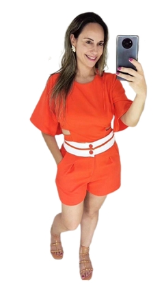 Conjunto Social Laranja Short e Cropped Blusa na internet