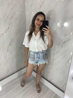 Short Jeans Cordão Strass Brilho na internet