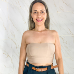 Cropped Top Faixa com Bojo Nude - TRÈS CHIC BARRETOS