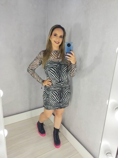 Vestido Zebra Tule Com Forro