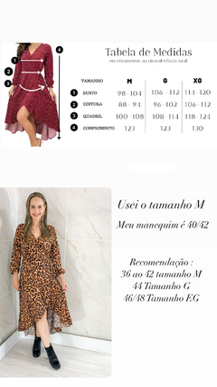 Imagem do Vestido Envelope Transpassado Manga Longa Animal Print