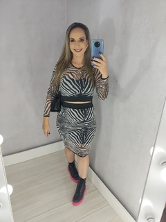 Conjunto Cropped e Saia Tule Zebra Com Forro - comprar online