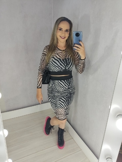 Conjunto Cropped e Saia Tule Zebra Com Forro - loja online