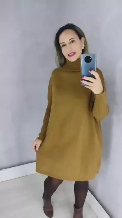 Vestido Poncho Tricô Gola Alta na internet