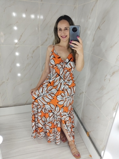 Imagem do Vestido Longo Laranja Estampado - Mila