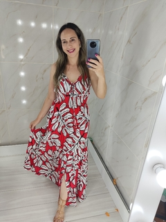 Vestido Longo Vermelho Estampado - Mila - loja online