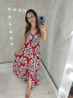 Vestido Longo Vermelho Estampado - Mila - comprar online