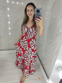 Vestido Longo Vermelho Estampado - Mila na internet