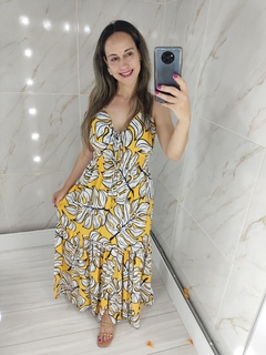 Vestido Longo Amarelo Estampado - Mila na internet