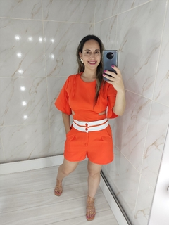 Conjunto Social Laranja Short e Cropped Blusa - loja online