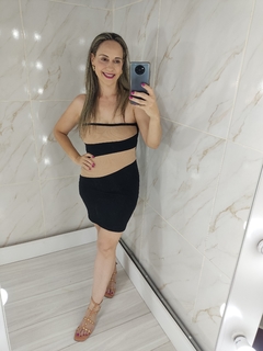 Vestido Tomara que Caia Curto Colado Bicolor Preto e Nude - TRÈS CHIC BARRETOS