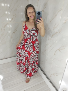 Vestido Longo Vermelho Estampado - Mila - loja online