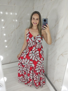 Imagem do Vestido Longo Vermelho Estampado - Mila