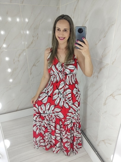 Imagem do Vestido Longo Vermelho Estampado - Mila