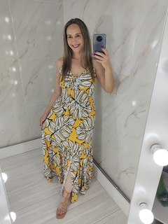 Vestido Longo Amarelo Estampado - Mila - loja online