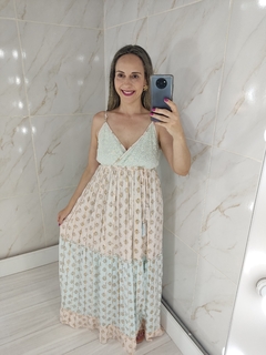 Vestido Longo Indiano Fio Lurex Azul e Rose (Joia Rara) na internet