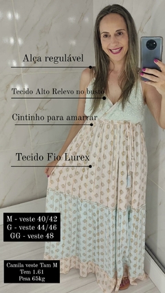 Vestido Longo Indiano Fio Lurex Azul e Rose (Joia Rara) na internet