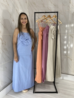 Vestido Longo/Midi Flor Cor Azul Bebê - Tami - comprar online