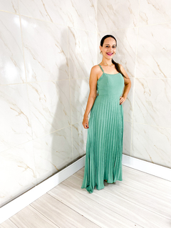 Vestido Plissado Longo - Verde - loja online