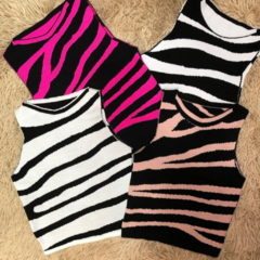 Cropped Modal Zebra Preto com Pink - comprar online