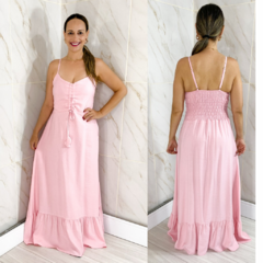 Vestido Longo Rosa - Amarração na Frente - comprar online