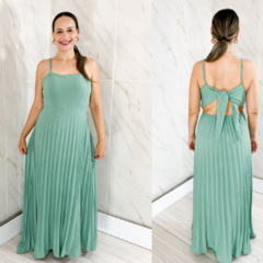 Vestido Plissado Longo - Verde - comprar online