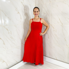 Vestido Plissado Longo - Vermelho - comprar online