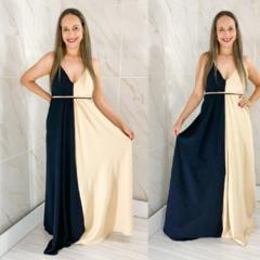 Vestido Bicolor com Alça - Preto com Nude na internet