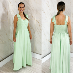 Vestido Longo Drapeado Verde na internet