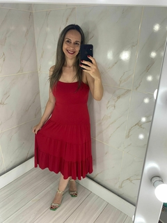 Vestido Midi Costas Aberta Elastex Vermelho-escuro na internet