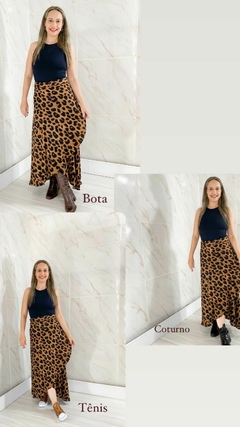 Saia Midi Envelope Transpassada Animal Print - comprar online