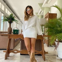 Conjunto Manga longa Blusa e Saia em Tricot Mousse Inverno na internet