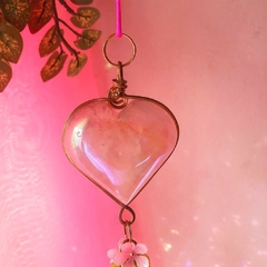 Suncatcher Corazón de cuarzo rosa - JaniBanhi - Boutique Mistica