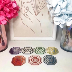 set de espejos impresos con los 7 chakras