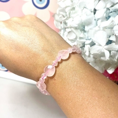 Pulsera cuarzo rosa corazón