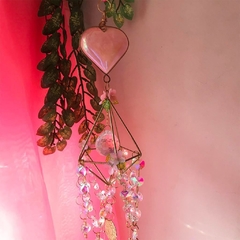 Suncatcher Corazón de cuarzo rosa