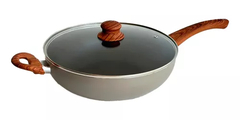 Wok 26 cm Asa Madera con Tapa de Vidrio Antiadherente Nuevo Modelo en internet