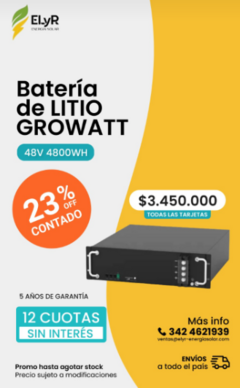 Batería Litio Growatt Hope 4.8l-c1 Lifepo4 4.8kwh 48v 100ah