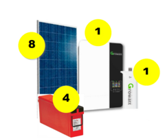 GENERA 792Kwh Mensuales-Generador Solar Híbrido 3.5Kw Paralelizable-8 Paneles-4800Wh