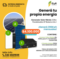 GENERA 396KWh Mensuales !!! Generador Solar Híbrido 5Kw Paralelizable 4P Bateria Litio