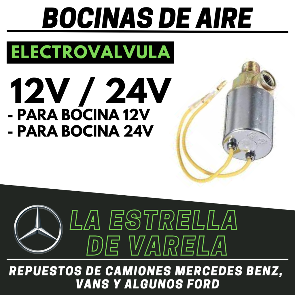 ELECTROVALVULA 12V - 24V - BOCINA DE AIRE