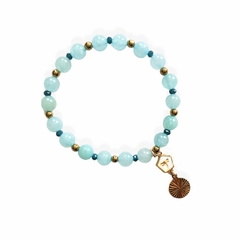 Pulsera ágata aqua con dije de libélula