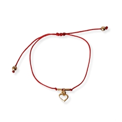 Pulsera hilo rojo con hematita rosa gold y dije silueta corazón