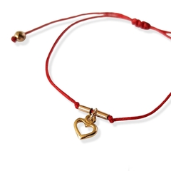 Pulsera hilo rojo con hematita rosa gold y dije silueta corazón - comprar en línea