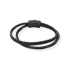 Pulsera doble cadena negra acero inoxidable